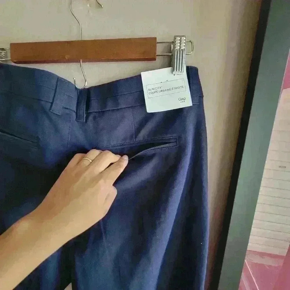 Brand New GAP Slim City Women's Ankle Pants Navy Blue Size 14R Pockets - Picture 9 of 11